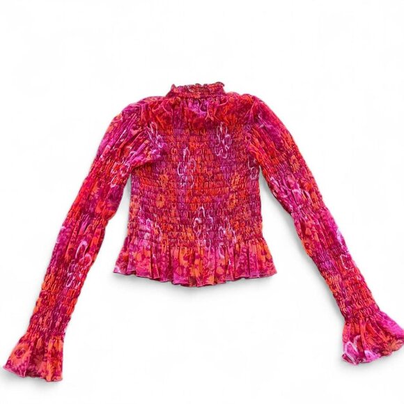 Free People Smocked Mesh Top (XS) - Picture 1 of 7